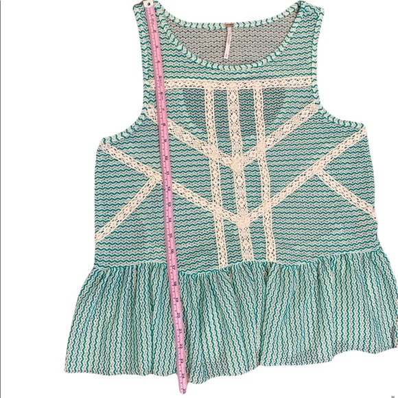 Free People Green Lace Crochet Peplum Tank Small - Picture 12 of 14